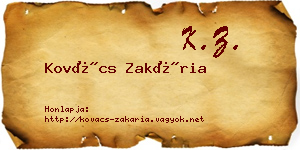 Kovács Zakária névjegykártya